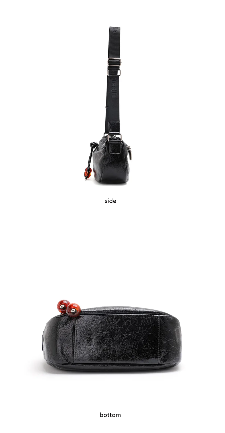 Damenmode-Handtasche mit Plissee-Textur, ultraweich, 100 % Rindsleder, verstellbare Schulter- und Umhängetasche – Detail 10