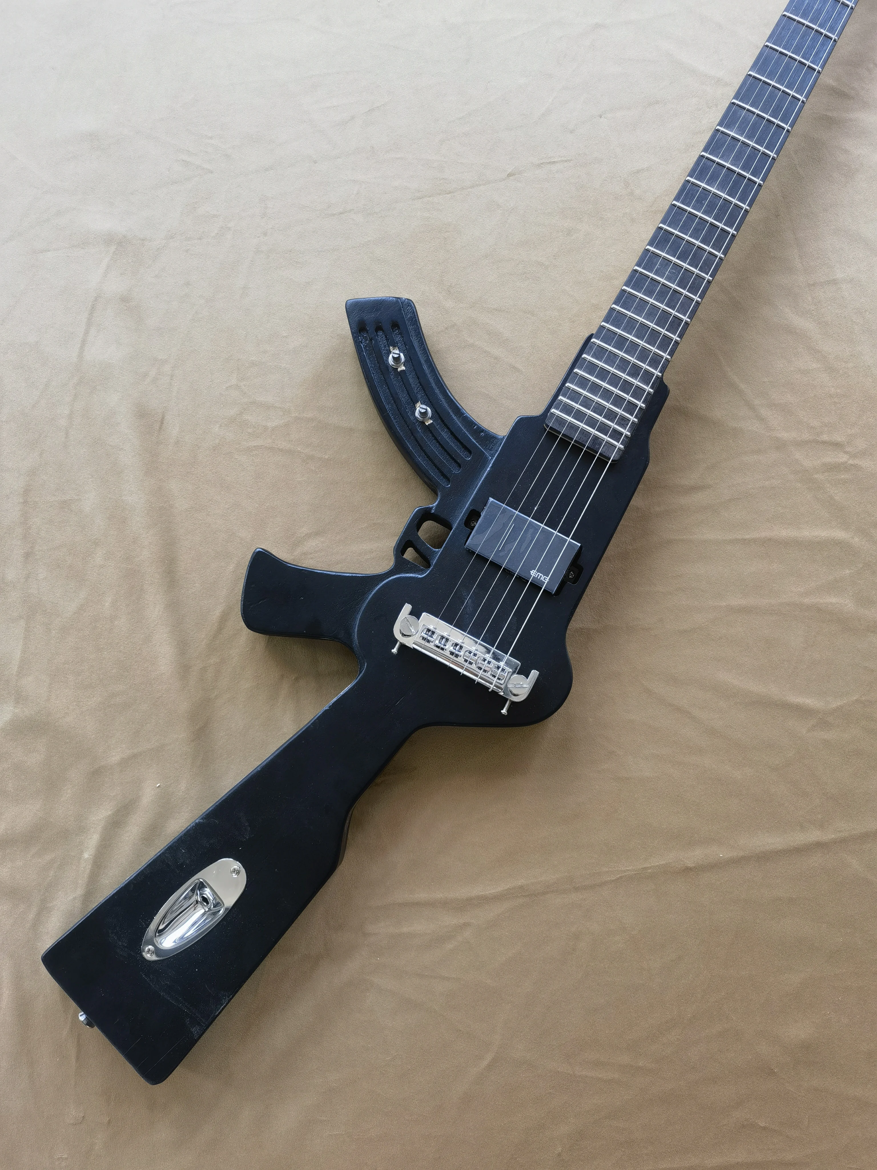 Cool Shape AK47 Guitar, matte black, no fingerboard, EMG pickup, Factory custom free shipping (053)