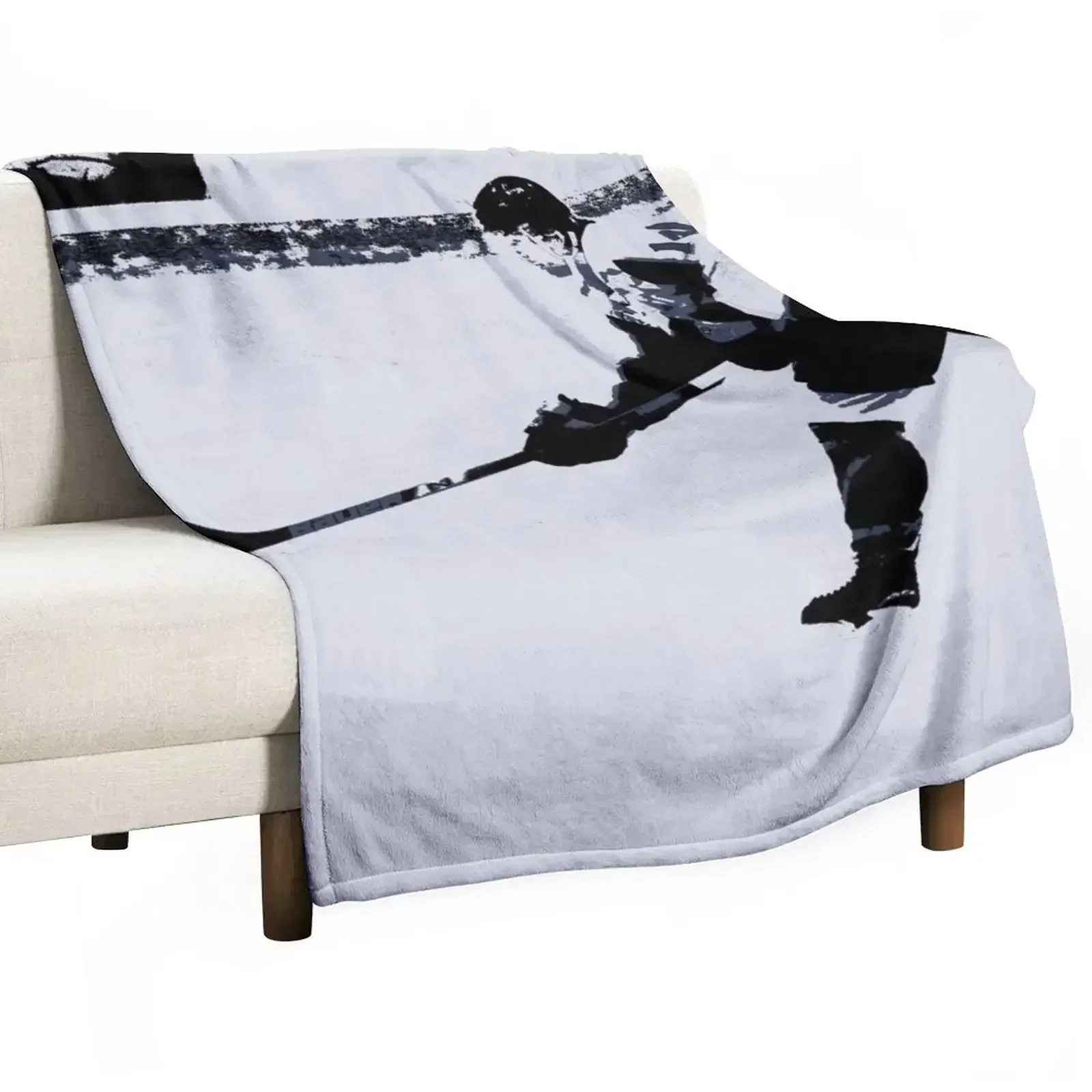 He shoots, He scores! - Hockey Player Throw Blanket Soft Home Decor Blanket for Couch Bedroom