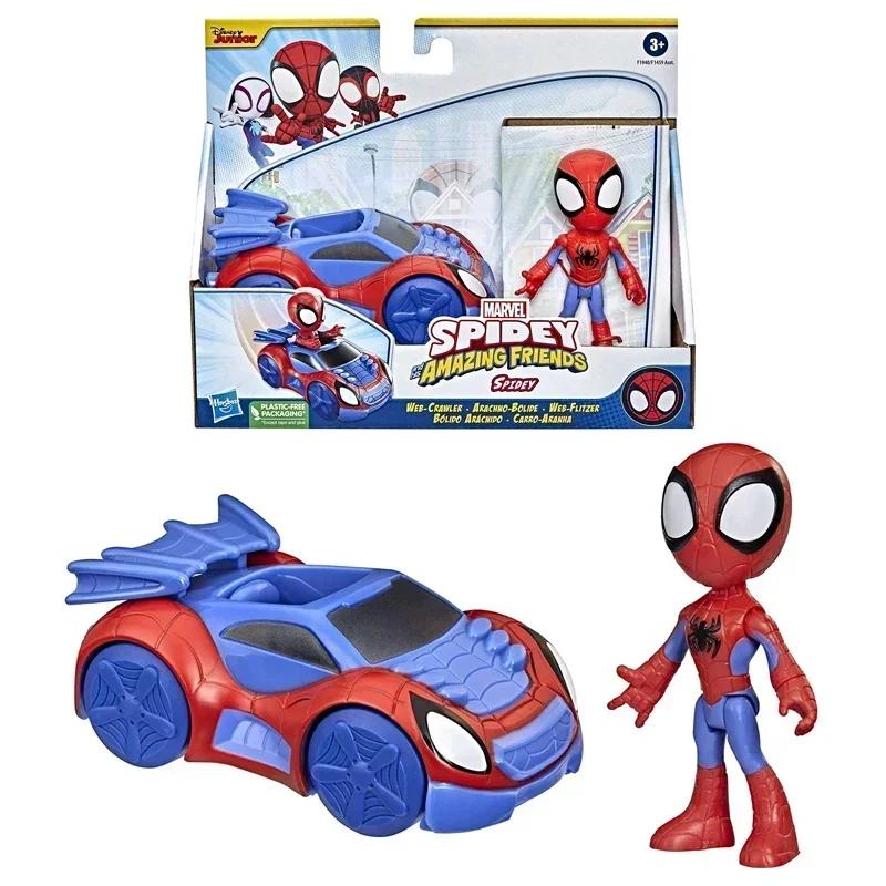 Original Marvel Spidey and His Amazing Friends Upgrade Suit Spidey Amazing 5PCS  Spider Car Toys for Boys Children Girls