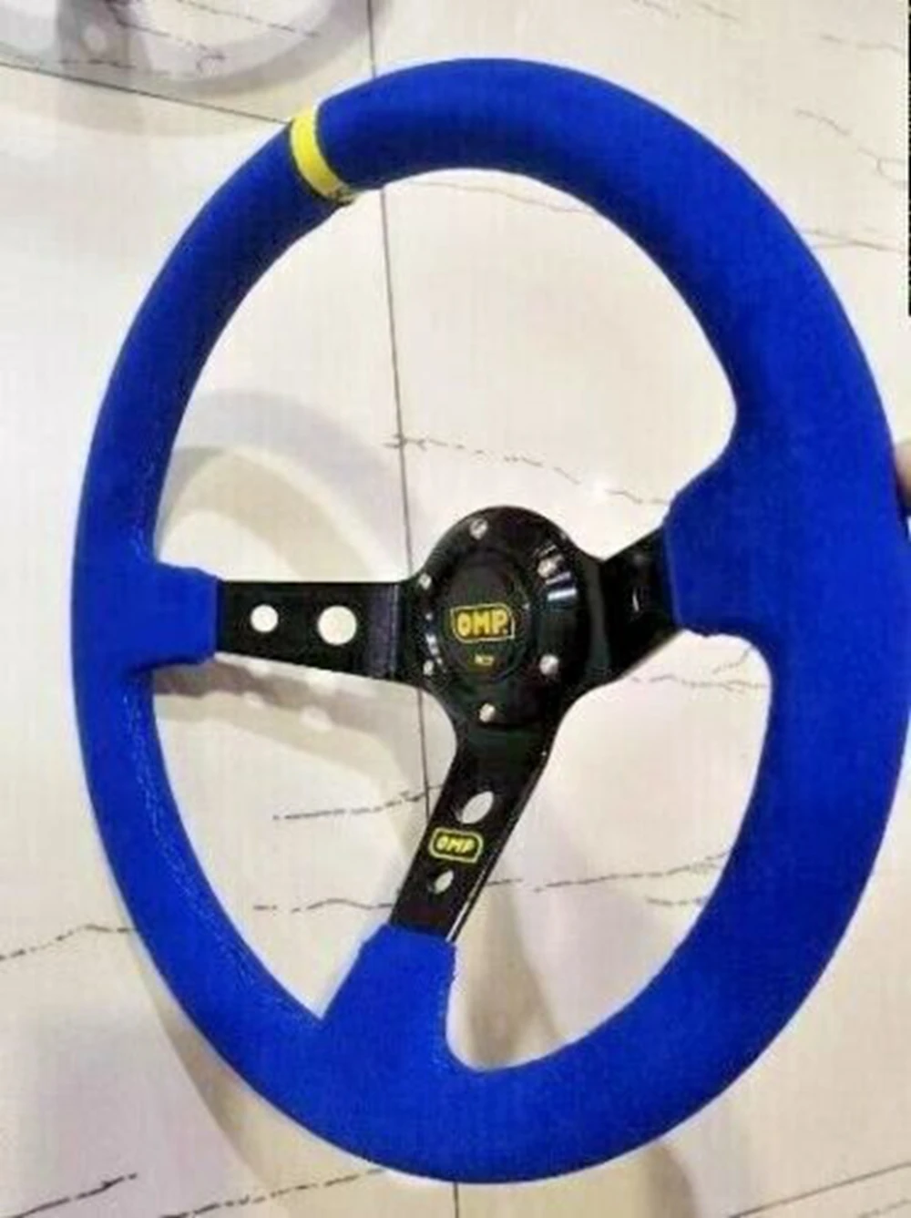 Blue Universal 14Inch OMP Racing Steering Wheel Car Suede Leather JDM Steering Wheel Volantes For VW HONDA TOYOTA BMW Nissan