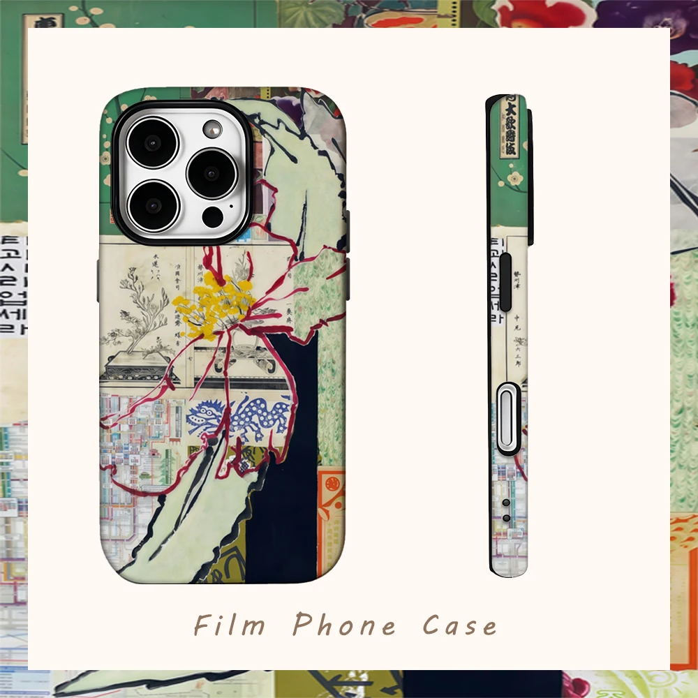 China-Chic Graffiti Grüne Rattan Handyhülle für IPhone 16 15 14 13 12 11 X XS XR XSMAX 7 8 Pro Max Plus Doppelschichtige Rückseite