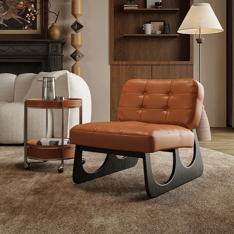 Leisure chair single sofa chair special-shaped designer solid wood Nordic wabi-sabi wind Nordic retro living room single chair