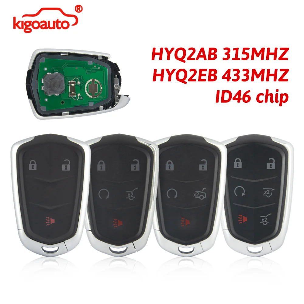 kigoauto HYQ2AB/HYQ2EB 315/433MHZ Smart Key 3 / 4 / 5 / 6 Button ID46 chip for Cadillac Escalade ESV XTS CTS CT6 XT4 XT5 ATS