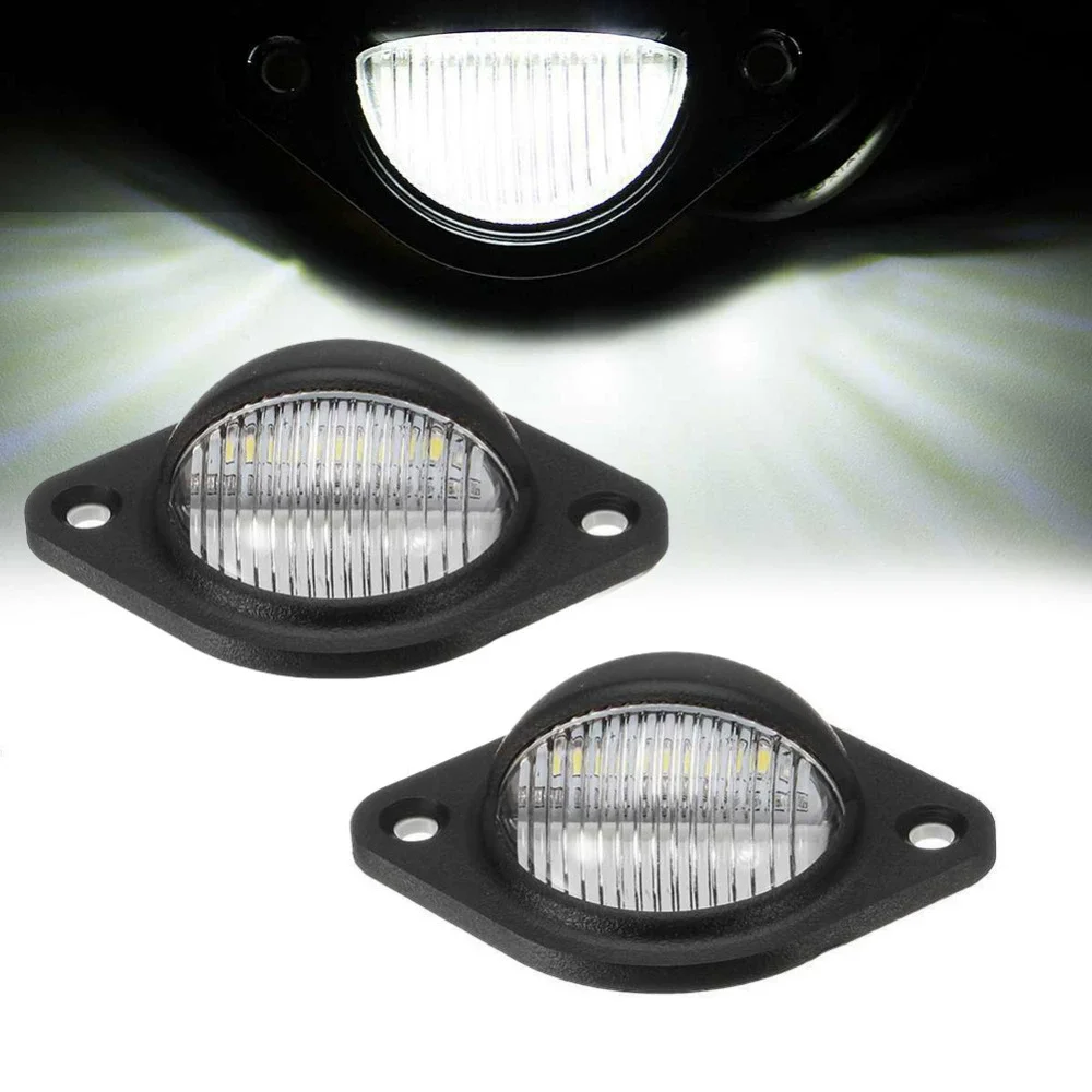 2PCS 3LED 12V License Plate Light Round Ground Lamp Indicator Universal License Plate Light