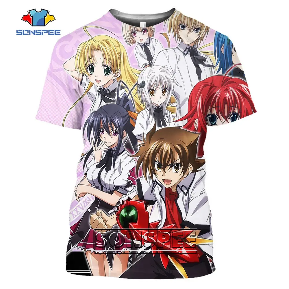 SONSPEE 3D Printed T-shirt Hot Anime High School DxD Hero Garment Summer Cool Harajuku Funny Cartoon Short Sleeve Sportswear