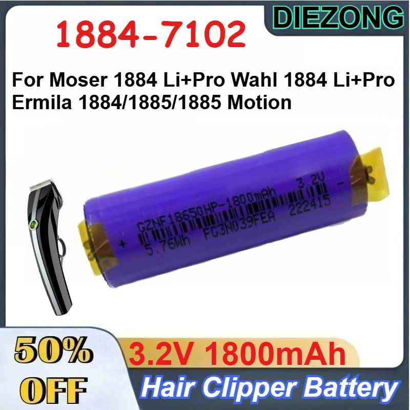3.2V 1800mAh Rechargeable Battery For Moser 1884 Li+Pro Ermila 1884/1885/1885 Motion Wahl 1884 Li+Pro Hair Clipper Batteries