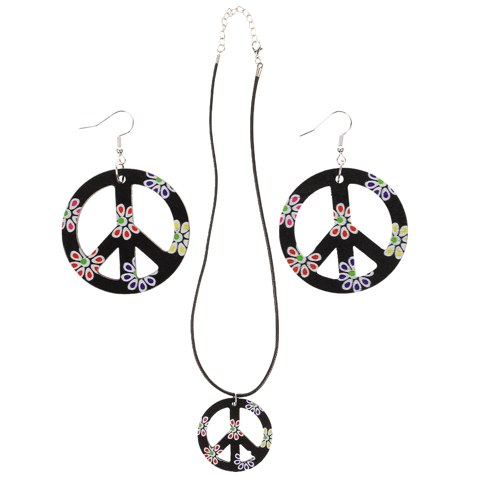 Plastic Hippie Accessories Groovy Trio Costume Set Necklace Earring Halloween Party Decoration Safe Durable Easy to Use Carry