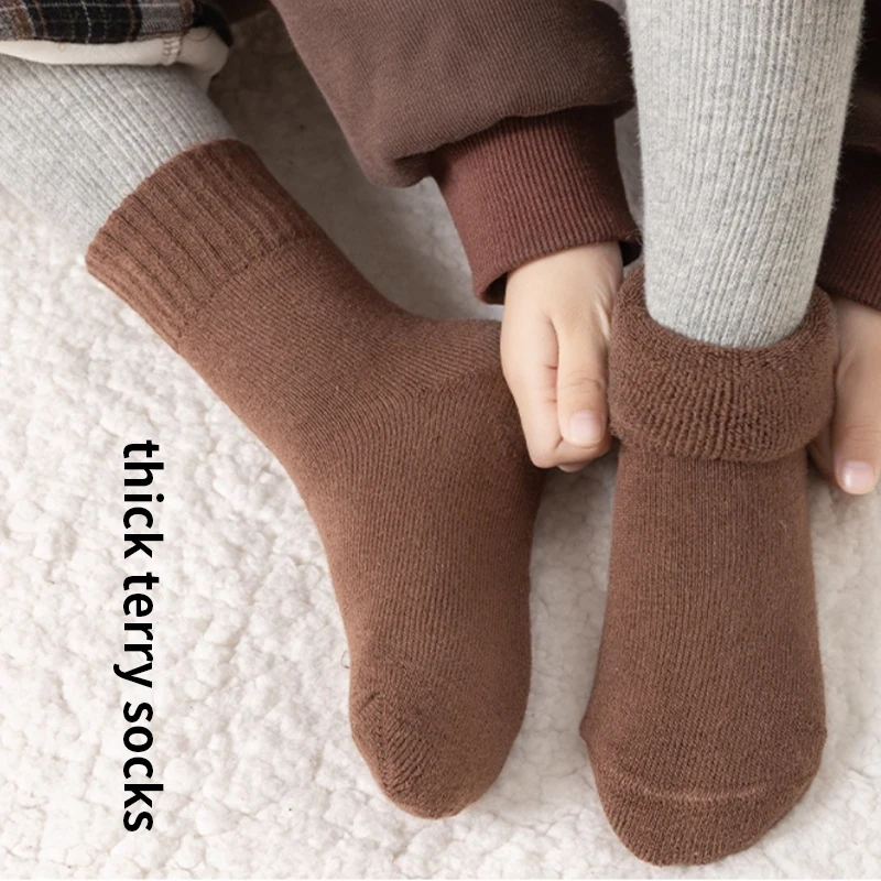 5 أزواج اللون الصلبة رشاقته الدافئة الصوف الاطفال نصف الجوارب الشتاء موجزة الكلاسيكية العصرية مطاطا لينة الجلد ودية جوارب مريحة #3
