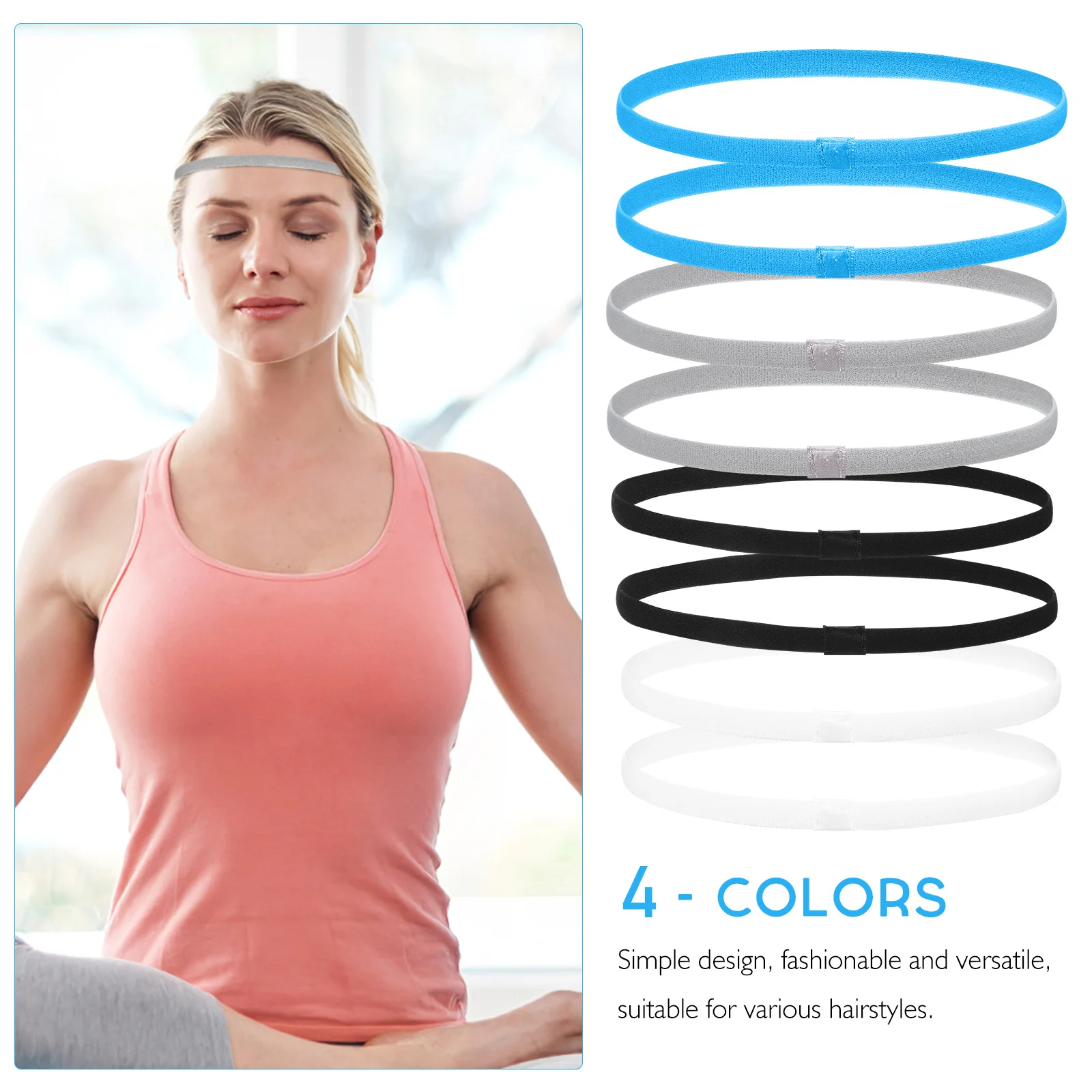 8 قطع من عصابات الرأس الرياضية الرقيقة المرنة غير القابلة للانزلاق، عصابات رياضية مريحة للنساء لليوجا والجري واللياقة البدنية
