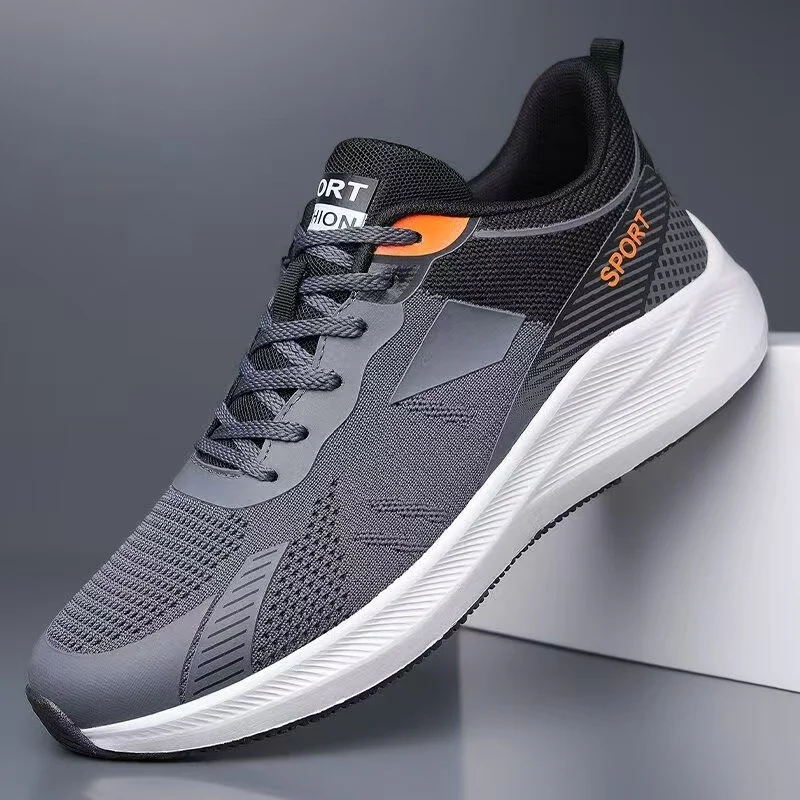 

Men's New Big Size Mesh Casual Board Shoes Spring Summer Breathable Lightweight Shock-Absorbing Lace Up Casual Running Shoes
