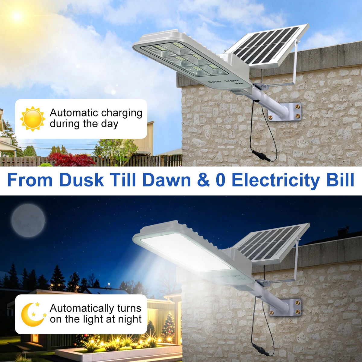 Solar Split Street Lamp 5000 MA Battery, Suitable for Courtyards and Roads, No Wiring and Zero Electricity Fee.