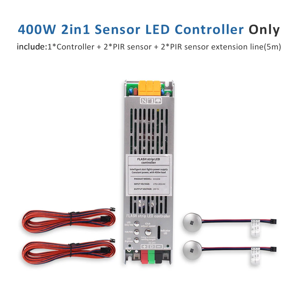 5M 10M 15M WS2811 COB Stromend Water Strip Licht voor 24V 400W PIR Bewegingssensor LED trap Controller Trap Verlichting Decor
