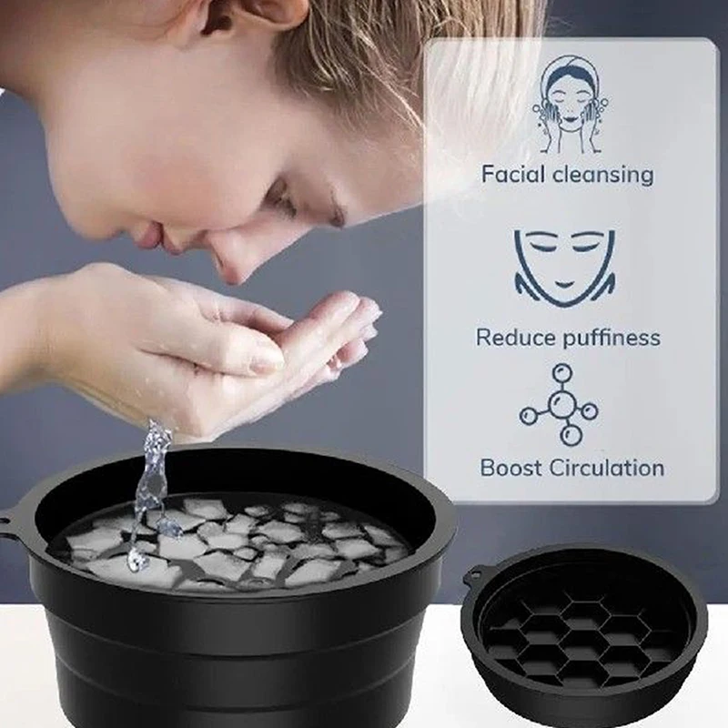 Collapsible Silicone Ice Bath Tray For Facial Puffiness Portable Cryotherapy Skin Tool Travel Beauty Bowl Facial Care Accessory