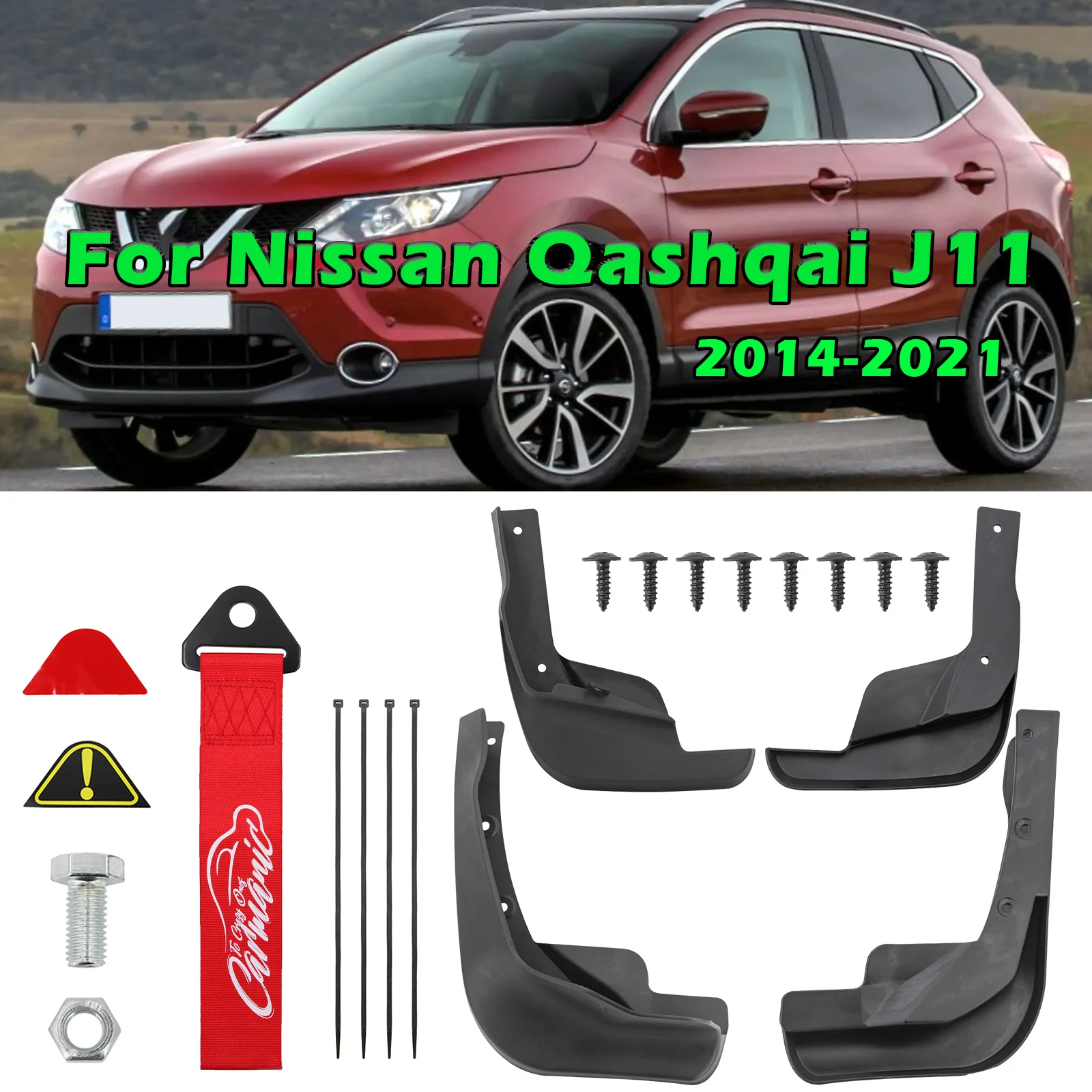 For Nissan Qashqai J11 2015-2022 Mudguards Molded Mudflaps Front & Rear Fender Mud Flap Splash Guards Protector Accessories