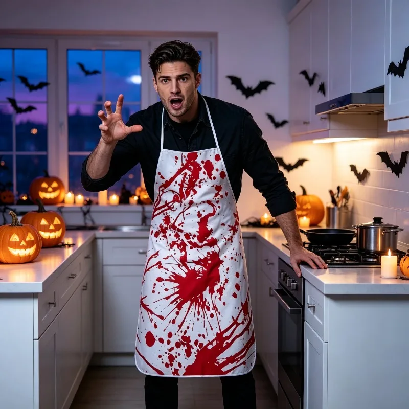 Blood Stain Horror Bloody Apron Halloween Masquerade Cosplay Outfit Decor For Holiday Themed Party Costume Matching Supplies
