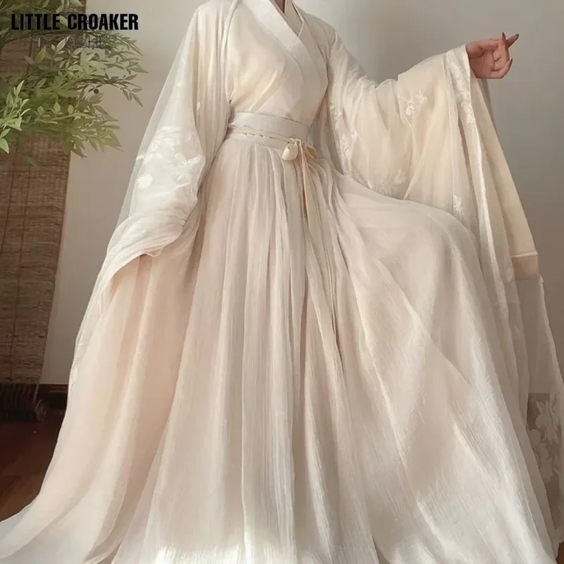 

Elegant Hanfu Dress Women Ancient Chinese Traditional Hanfu Coat Outfit Female Cosplay Costume Party Show Beige Gown 3/4pcs Sets