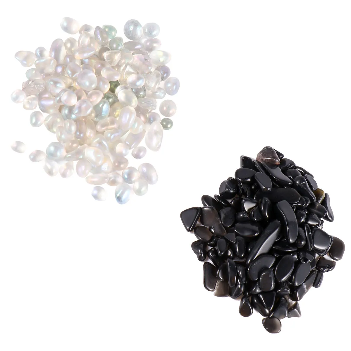 

2 Pack Natural Crystal Stones Aquarium Macadam Decorative Pebbles For Fish Tank Vase Flowerpot Moonlight Colored Obsidian Safe