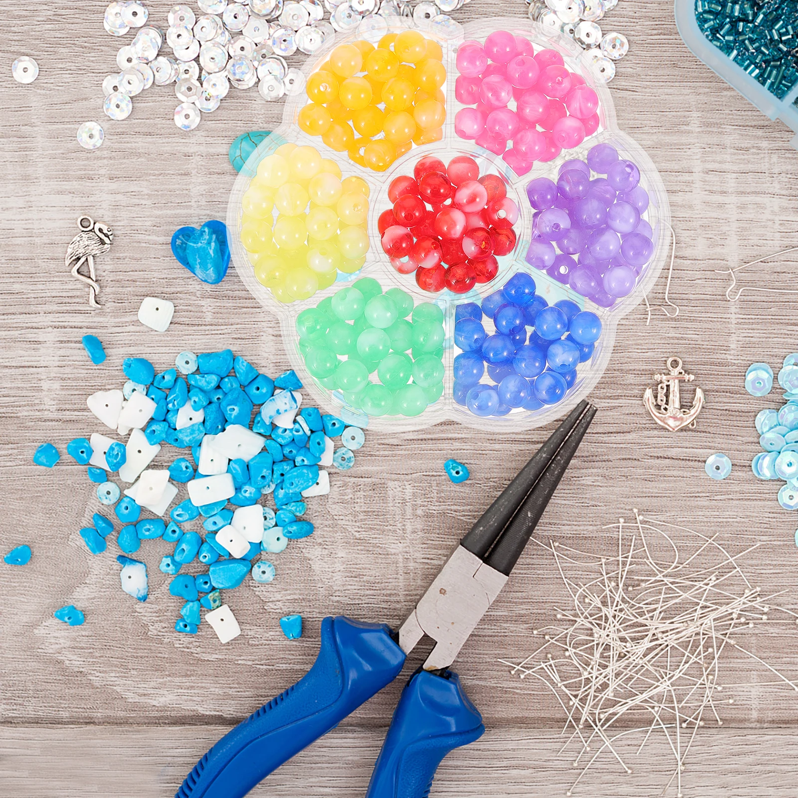 

8mm Two Acrylic Beads for Jewelry Crafts Lightweight Spacer Necklace Bracelet Materials DIY Beads Accessories