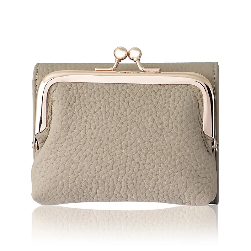 ​​Women's Tri-Fold Genuine Leather Wallet - Metal Clasp Compact Organizer with Coin Pocket & Multi-Card Slots​​