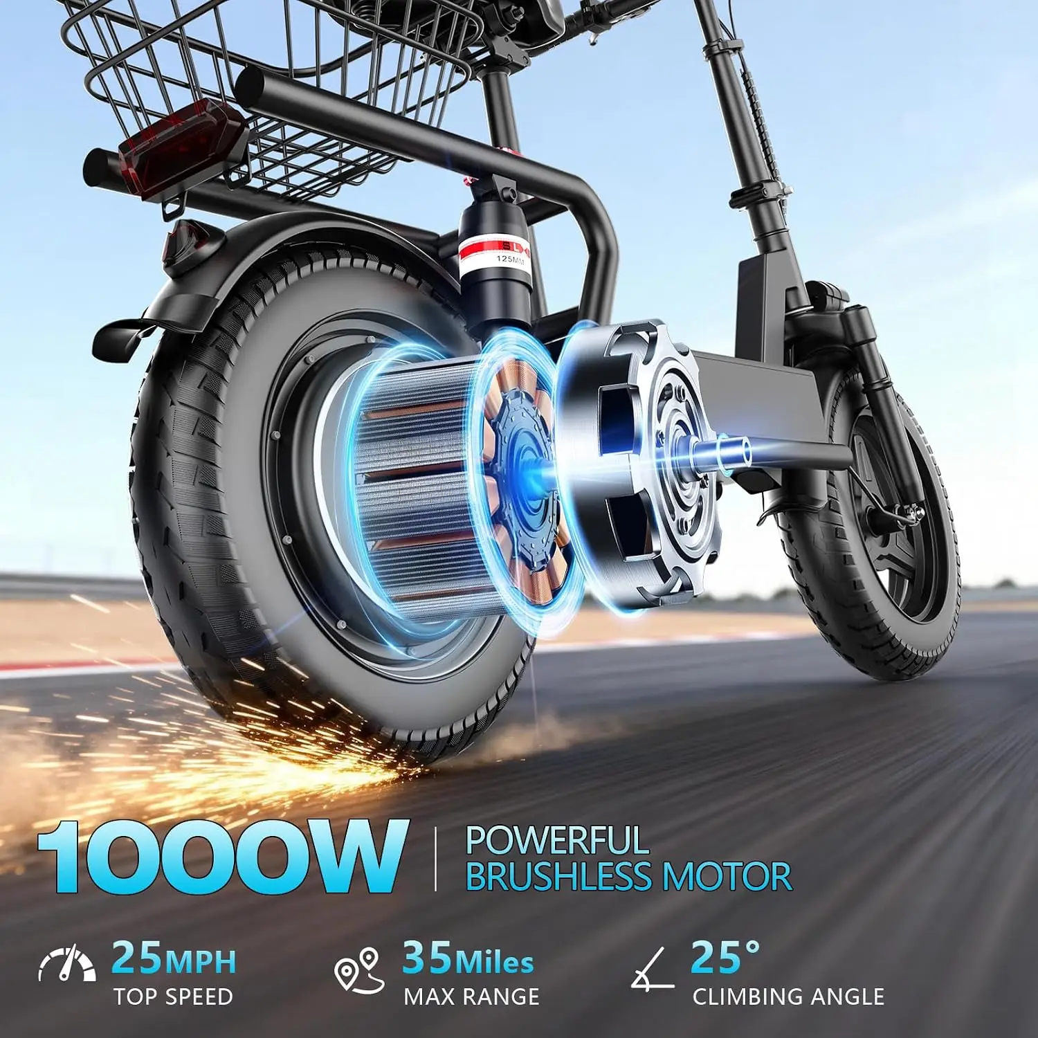 Electric Scooter with Seat for Adults, 1000W Peak Motor, Customized