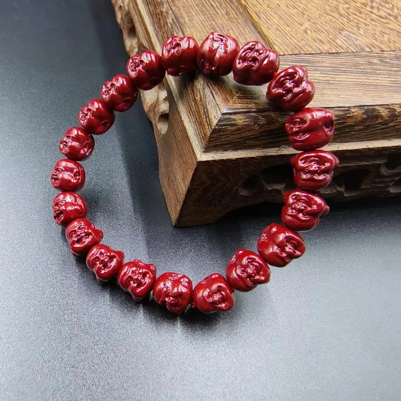 Natural Purple Gold Sand Cinnabar Native Year Maitreya Buddha Bracelet for Men and Women Lucky Beads Couple Bracelet Jewelry