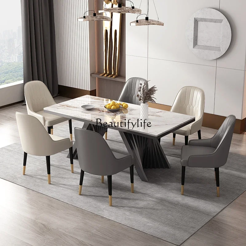 LSModern Minimalist Light Luxury Cream Style Italian Minimalist Natural Marble Dining Table
