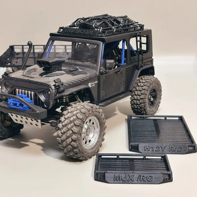 For MJX H12Y HYPER GO 1/12 RC Rock Crawler - Vented Body Shell, Roof Rack, Side Guards, Rear Bumper, Exhaust Pipe Upgrades Parts