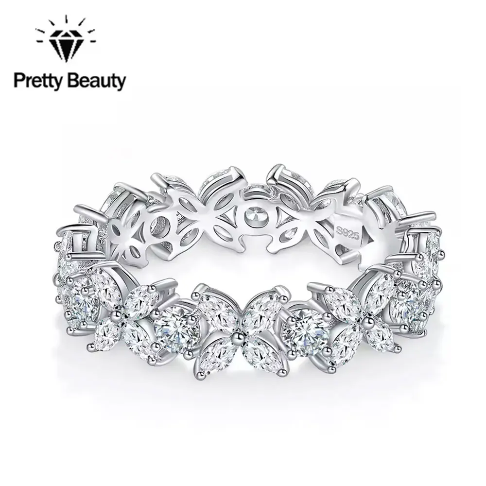 

Изысканное обручальное кольцо Pretty Beauty с муассанитом огранки «маркиз» и круглыми камнями, серебро S925 с покрытием из белого золота, роскошное ювелирное украшение, подарок для женщин