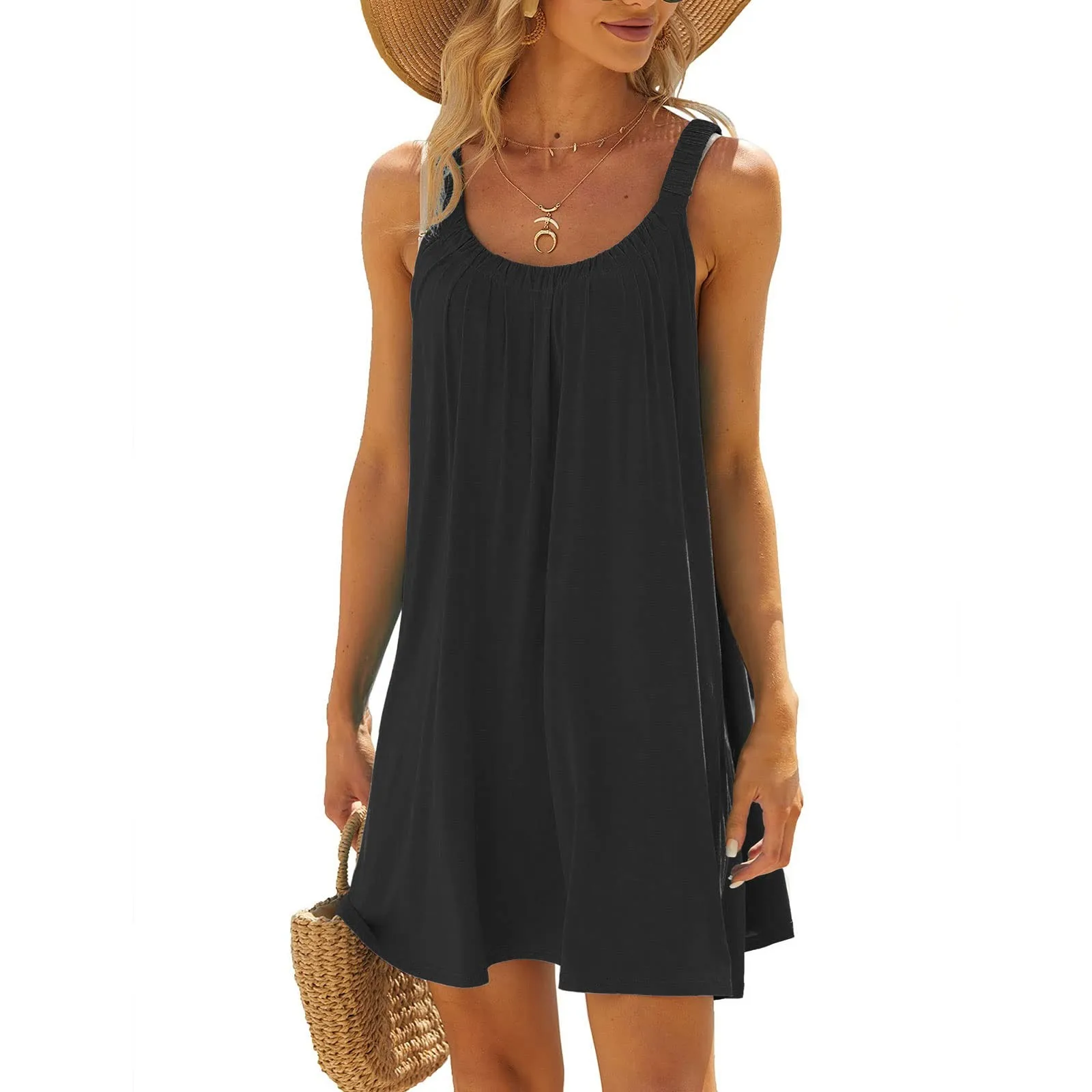 Women s Solid Color V-Neck Beach Dress with Flowy Short Sleeves - Stylish Swim Cover Up and Casual Summer Dress for Women