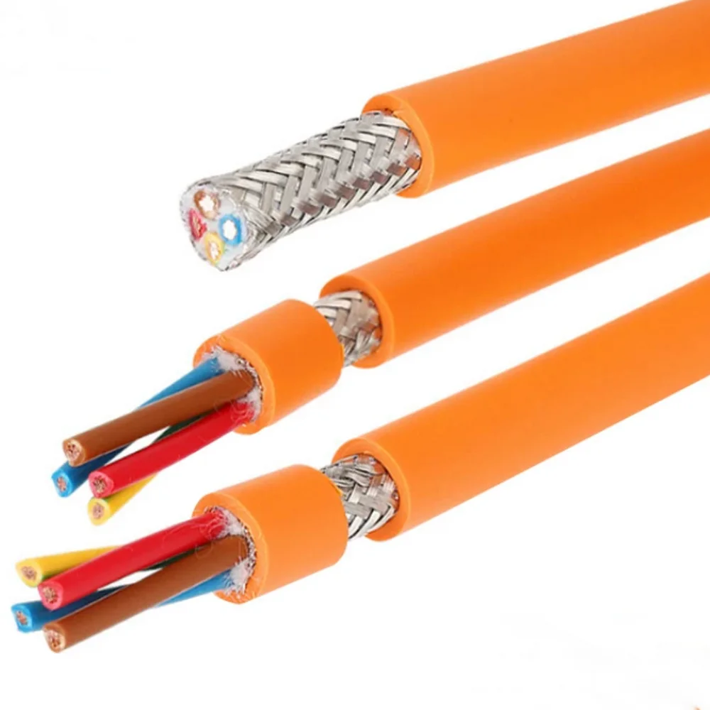 Servo Motor 4 Core 1 m㎡ Shielded Power Supply Cord Encoder High Flexibility Drag Chain Cable