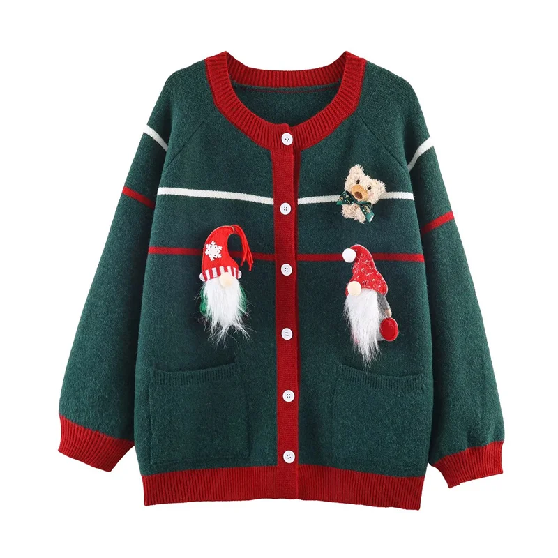 

Christmas Women's Knit Jacket 2025 New Fashion Thicken Knit Cardigan Jacket for Women Casual Chic Christmas Gift Ladies Jacket