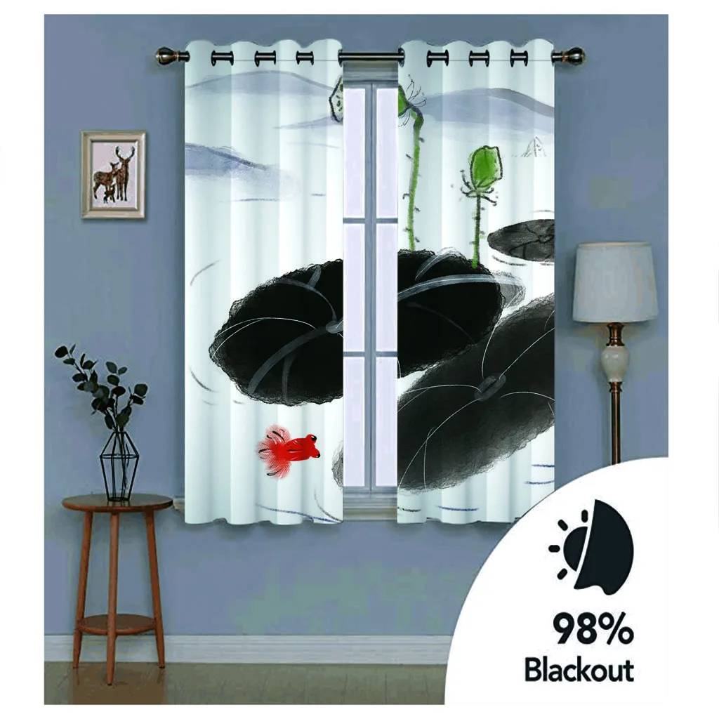 black leaf curtains louts Thick shading soundproof windproof curtain 3D Curtains