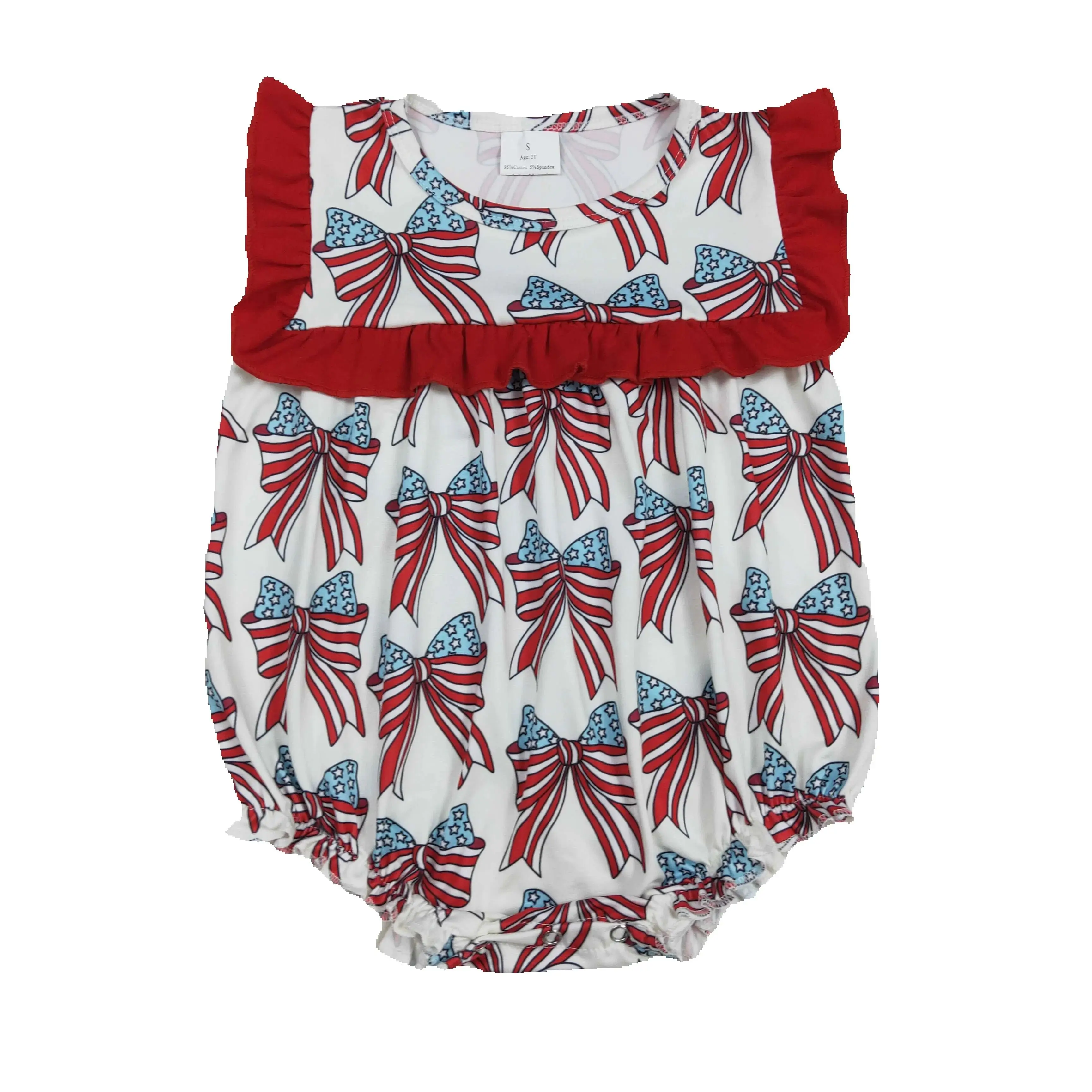 SR2664 RTS baby girl clothes bows toddler girl 4th of July Patriotic summer bubble