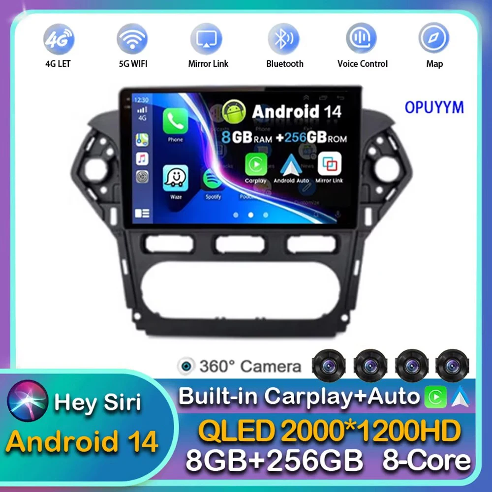 

Android 14 Carplay Auto WIFI+4G Car Radio For Ford Mondeo 4 mk4 2010-2013 2014 Multimedia GPS Video Player Stereo 2din Head Unit