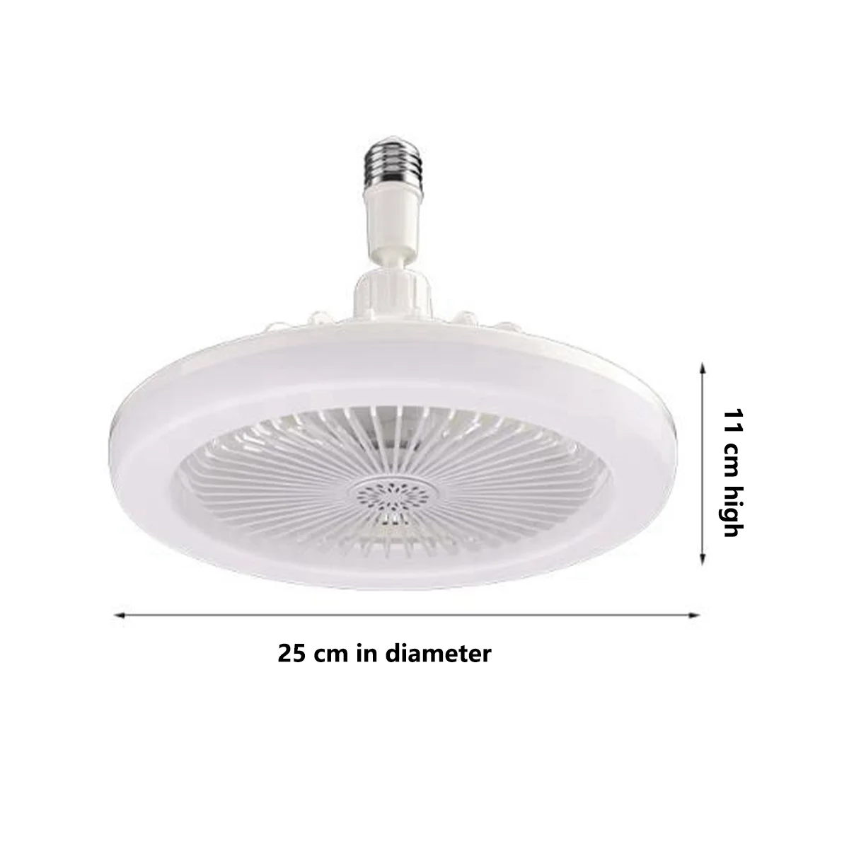 E27 Ceiling Fan with Lights,Enclosed Low Fan Light, Electric Fan Gimbal Lamp Holder(White)