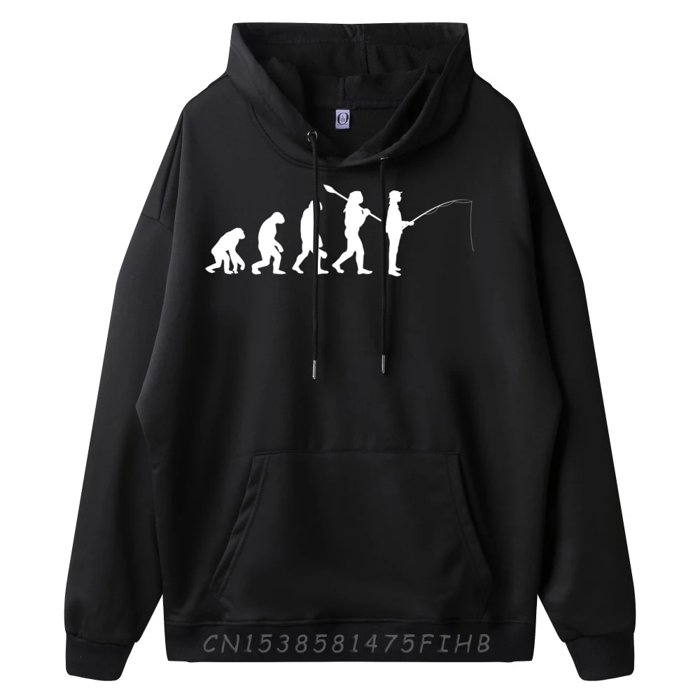 Evolution of Woman Fishing Evolution Funny Fishing Graphic Sweatshirts Men Harajuku Normal