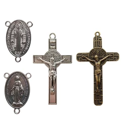 Tibetan Style Rosary for Cross Charms  Medal with Alloy for Cross Pendants Oval Pendant Rosary Beads Necklace Making