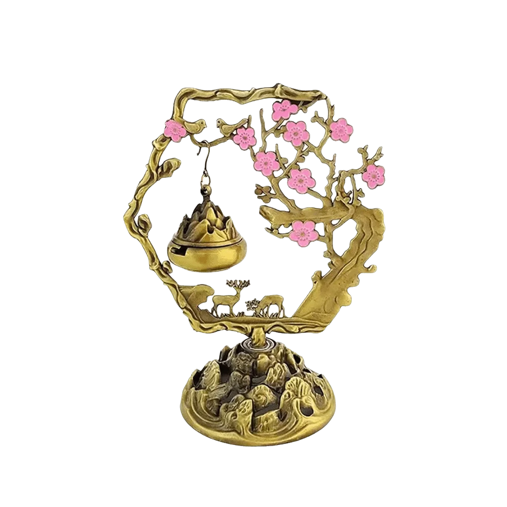 Chinese Style Incense Burner Beautiful Meaning Hanging Design Incense Holder Desktop Ornament, Flower Dragon