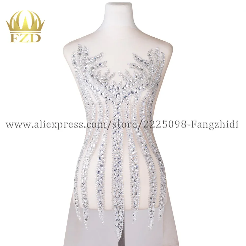 

FZD 1 Piece New item Rhinestone crystal appliques Bling Sequin beads patch bodices patches for Women Clothing dresses