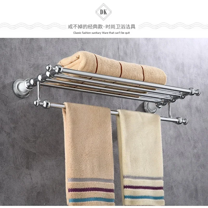 European antique silver double-layer towel rack, multi-functional towel rack, American retro bathroom pendant