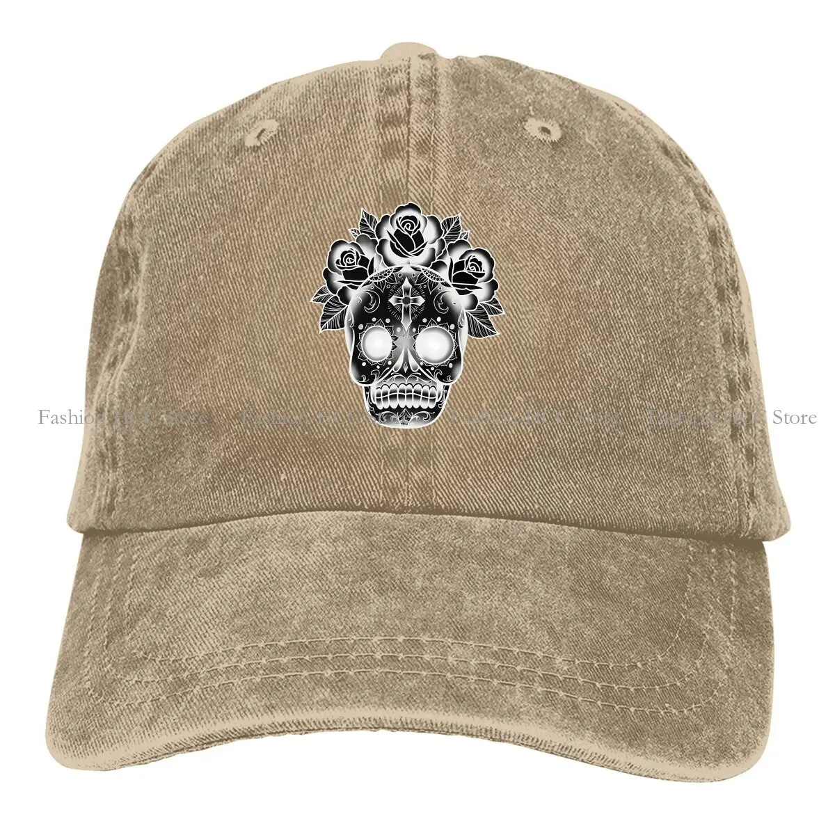 Mexican Day of the Dead Skull Sugar Multicolor Hat Peaked Cap Sugarskull With Roses Personalized Visor Protection Hats