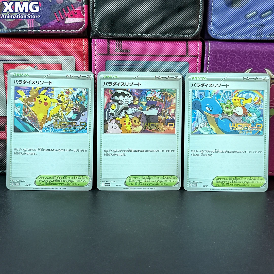 

DIY 2023-2025 Japanese Pokemon SV-P Promo #SV-P Paradise Resort World Championships'25 PTCG Collectible Card Anime Gift Toy