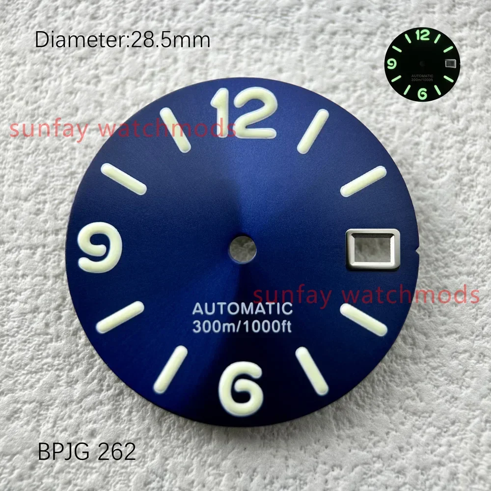 28.5mm Classic Style Watch dial with Green Glow Suitable for NH35/NH36 Automatic Movement Accessories S Logo（S）