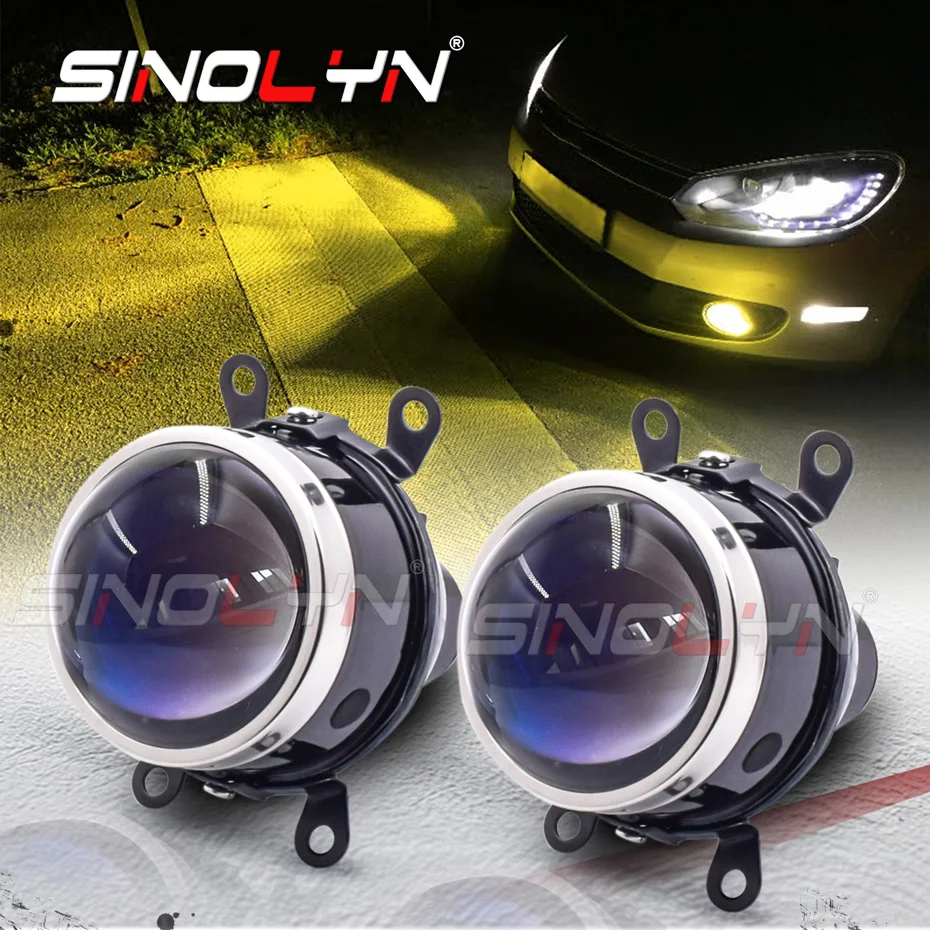 Sinolyn 3 Inch Bi Xenon Fog Lights Projector Lenses H11 D2H Blue HD Fog Lens Car Lights Universal Driving Lights Car Accessories