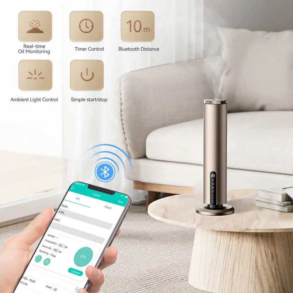 Difusor nebulizador de aceite esencial aromático sin agua, máquina difusora de aroma doméstica recargable inteligente de lujo, venta al por mayor