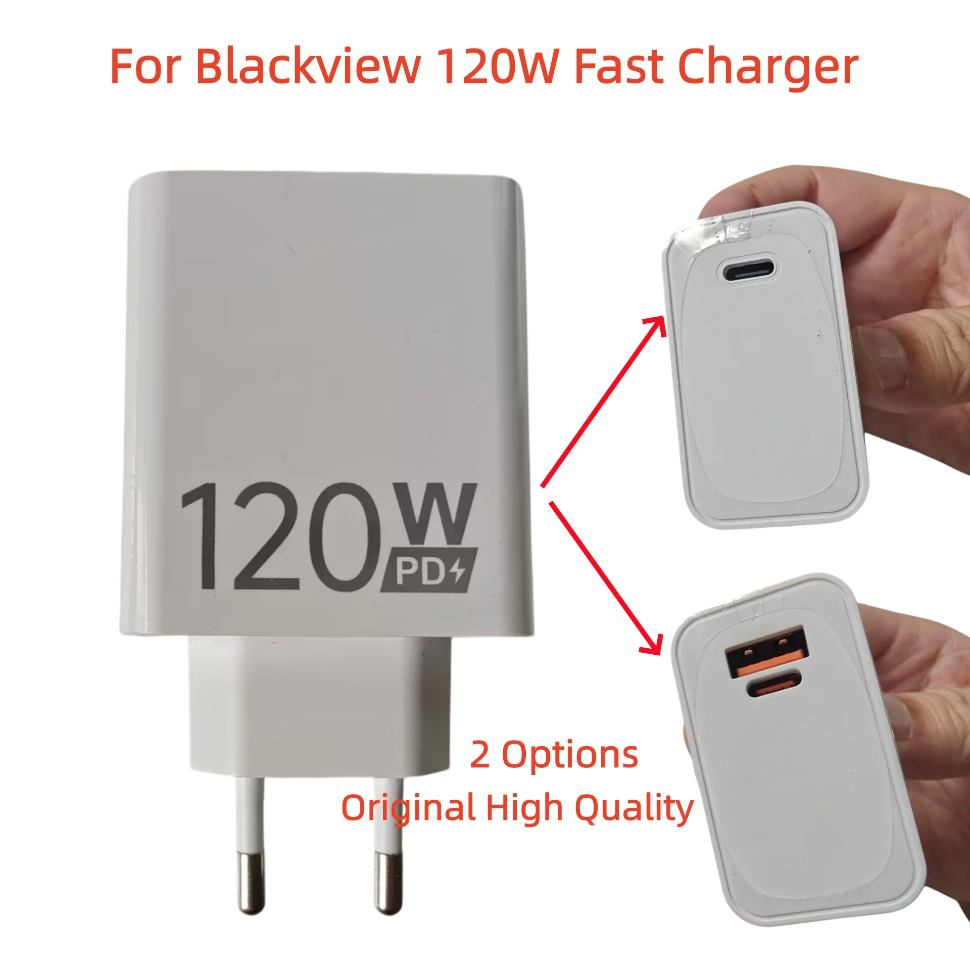 新型blackview-bl9000-pro携帯電話用120w-gan-pd-eu急速充電器、旅行用高速充電器、euプラグアダプター-デュアルtype-cケーブル