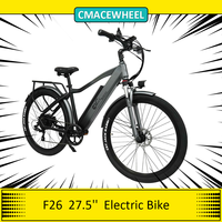 CMACEWHEEL F26 Electric Bike 500W Strong Power 48V 17Ah Lithium Battery 27.5*2.1'' Tires City Ebike  110km Range Silver Grey