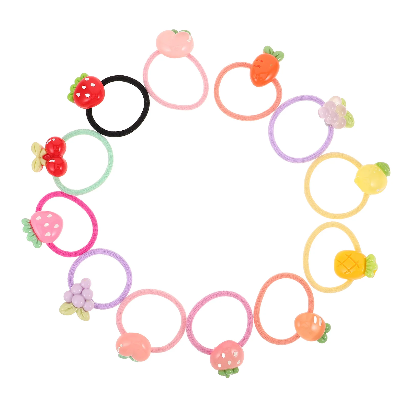 

12Pairs Children's Jelly Color Hair Ties Fruit-Themed Elastic Bands for Girls Soft No Damage Ponytail Holders Cute Baby Hair