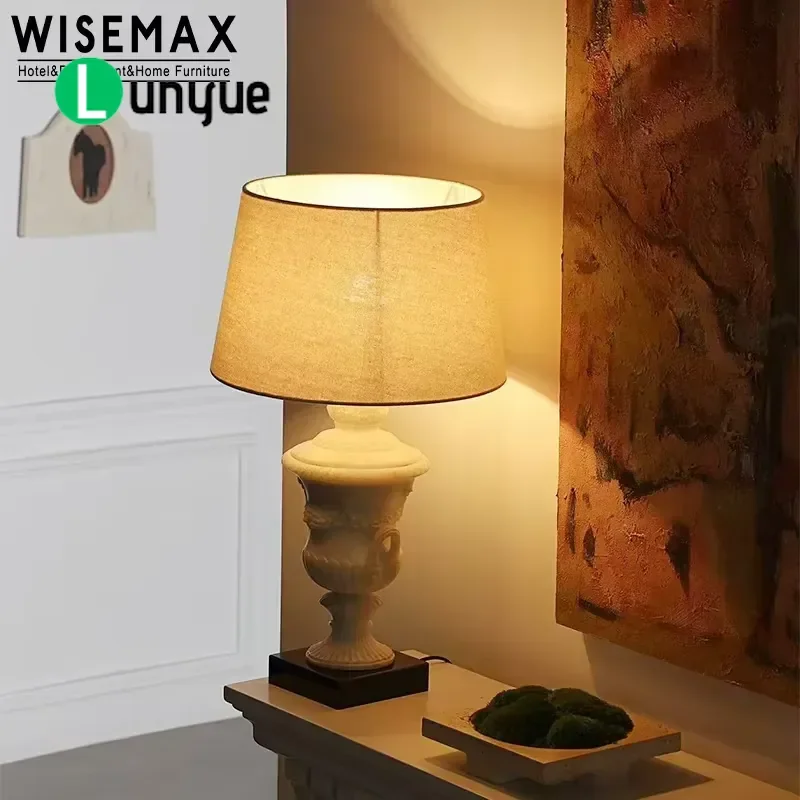Modern Simple LED Table Lamp Fabric Resin Desk Light for Hotel Home Villa Decoration Ambient Lighting Fixture